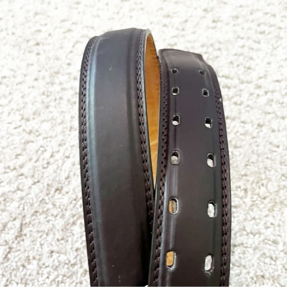 Men's Deep Brown Dress Leather Belt Sz 32 Formal Classic Modern Western Wedding
